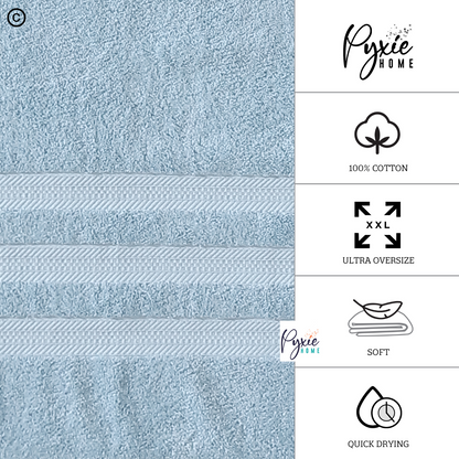 Plus Size - Extra Large Bath Towel - Oversized Ultra Bath Sheet - 100% Cotton - LIGHT BLUE COLOR