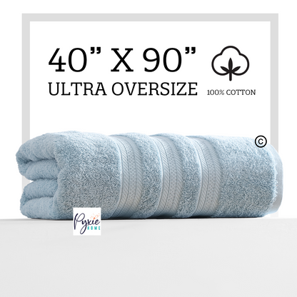 Plus Size - Extra Large Bath Towel - Oversized Ultra Bath Sheet - 100% Cotton - LIGHT BLUE COLOR